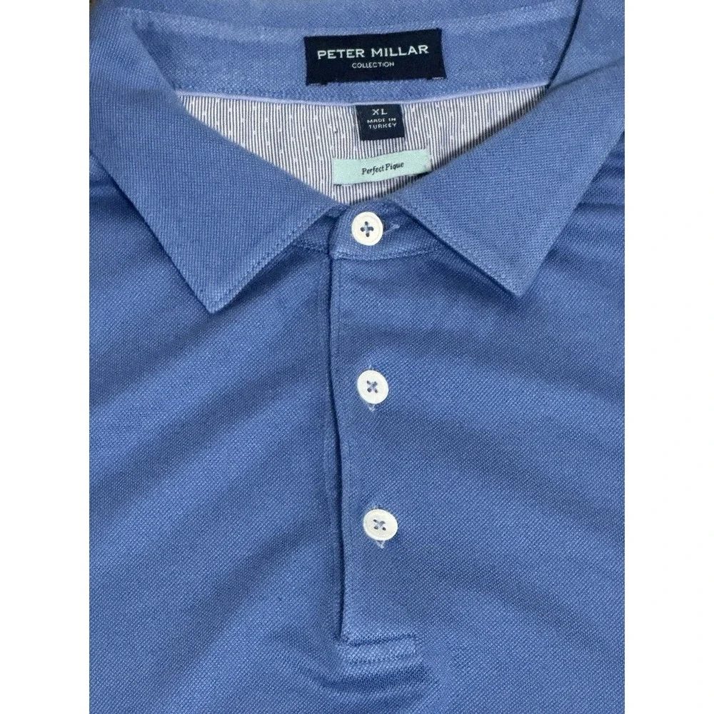 Peter Millar Polo Shirt Mens XL Blue Summer Comfort Perfect Pique Collection - Picture 3 of 7
